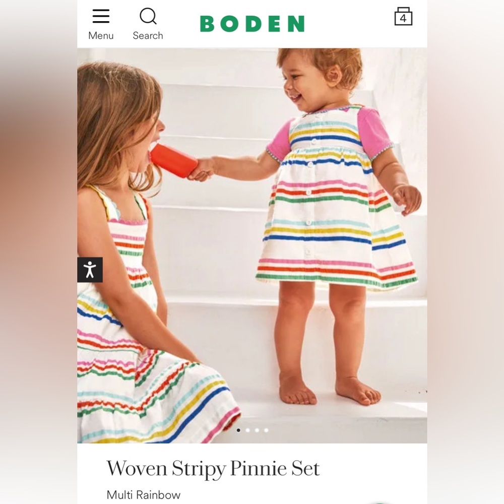 Mini Boden woven stripy pinnie set